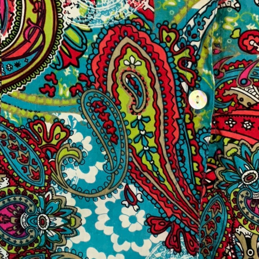 Chico’s Colorful Paisley Button-Up Shirt- size 3 - Picture 3 of 5